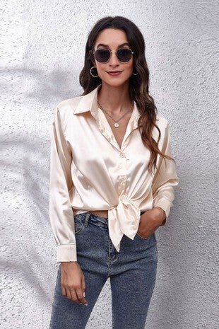Champagne Satin Blouse